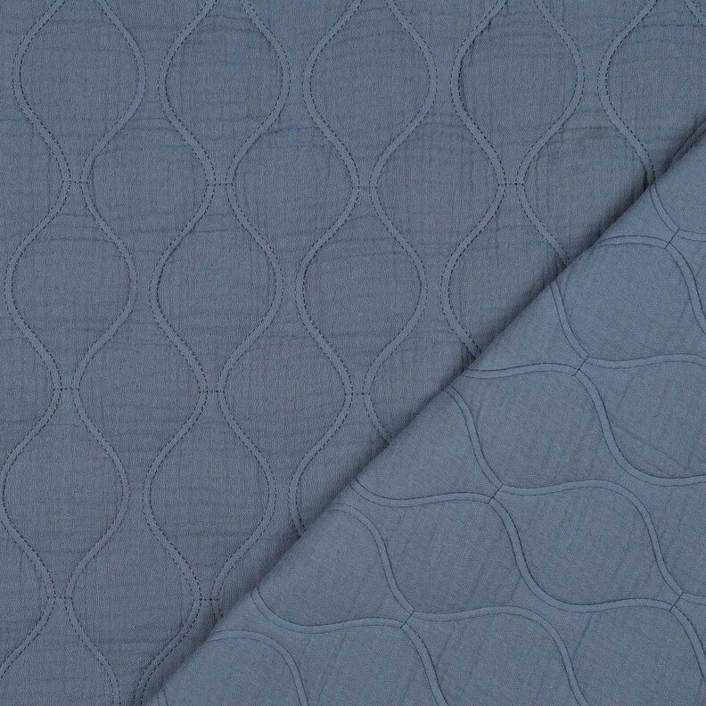 Quiltat tyg Muslin Vågor – blågrått, image number 4