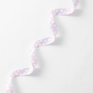 Satinband Blommor – rosa/ljusblått, 