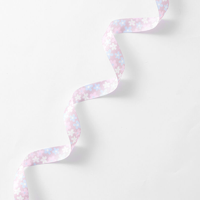 Satinband Blommor – rosa/ljusblått,  image number 1