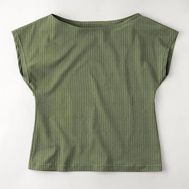 Ribbad jersey Enfärgad – oliv,  image number 9