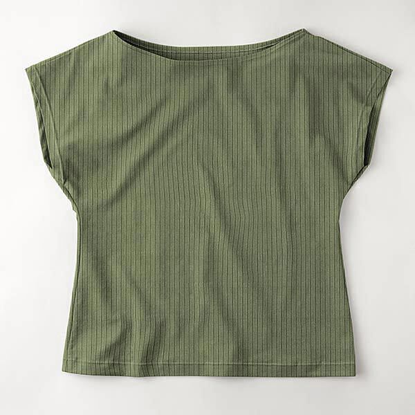 Ribbad jersey Enfärgad – oliv,  image number 9