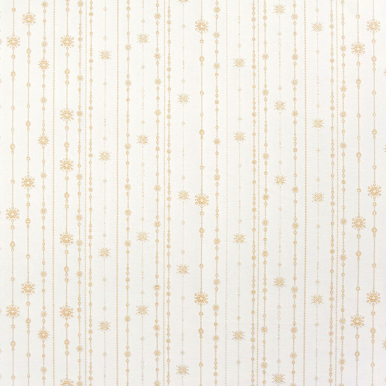 Dekorationstyg Jacquard Lurex Girlang av snöflingor – ljusbeige/guld, image number 1