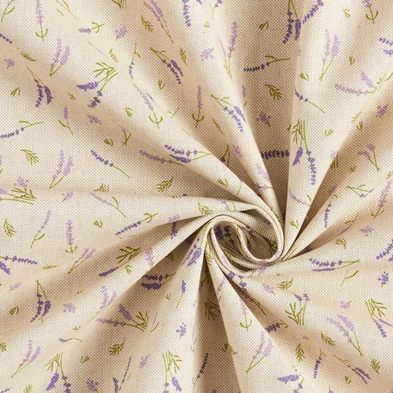 Dekorationstyg Halvpanama Lavendel – natur/lavender,  image number 5