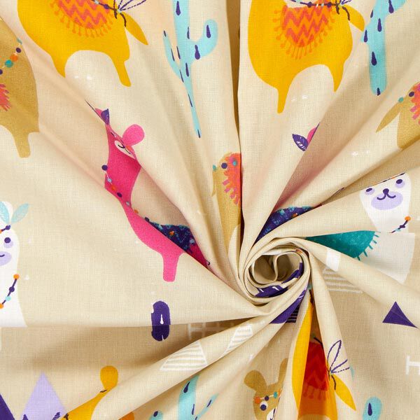 Bomullstyg Kretong alpacka – beige, image number 2