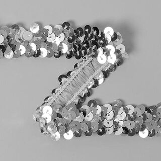 Elastisk paljettbård (20 mm) 13 – silver metallic, 