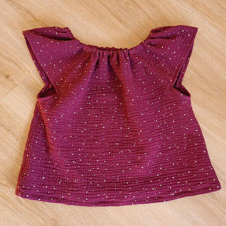 Bomull Muslin Spridda guldfläckar – bordeauxrött/guld,  image number 8