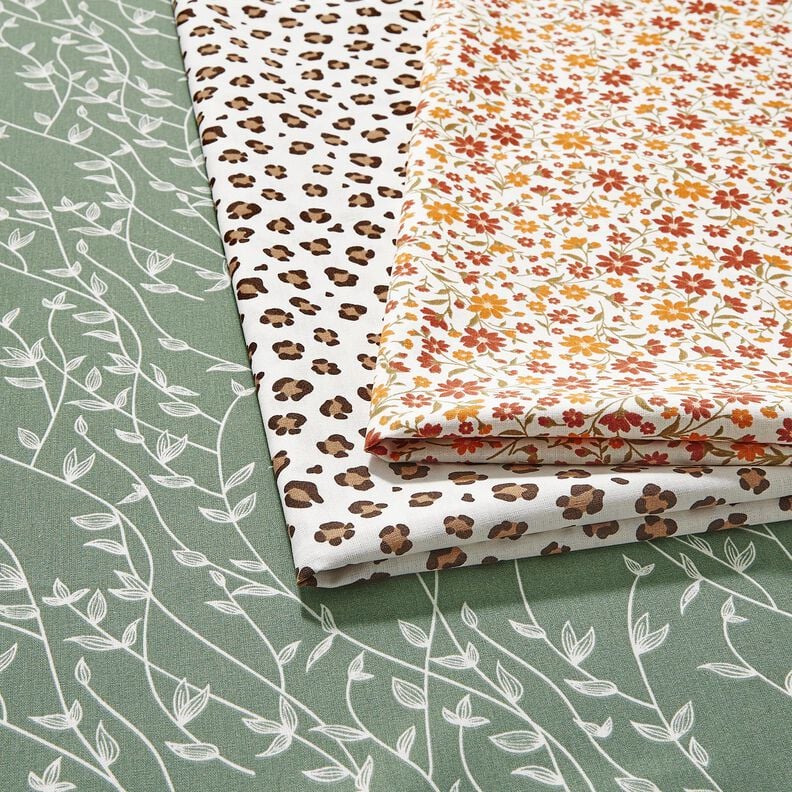 Bomullspoplin leopardm&ouml;nster &ndash; elfenbensvit/r&aring;djursbrun,  image number 5