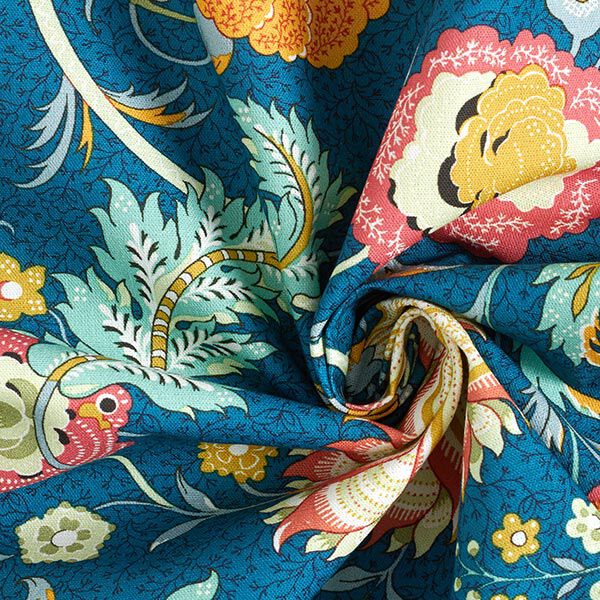 Dekorationstyg Canvas Orientaliskt blommönster – petrol, image number 3