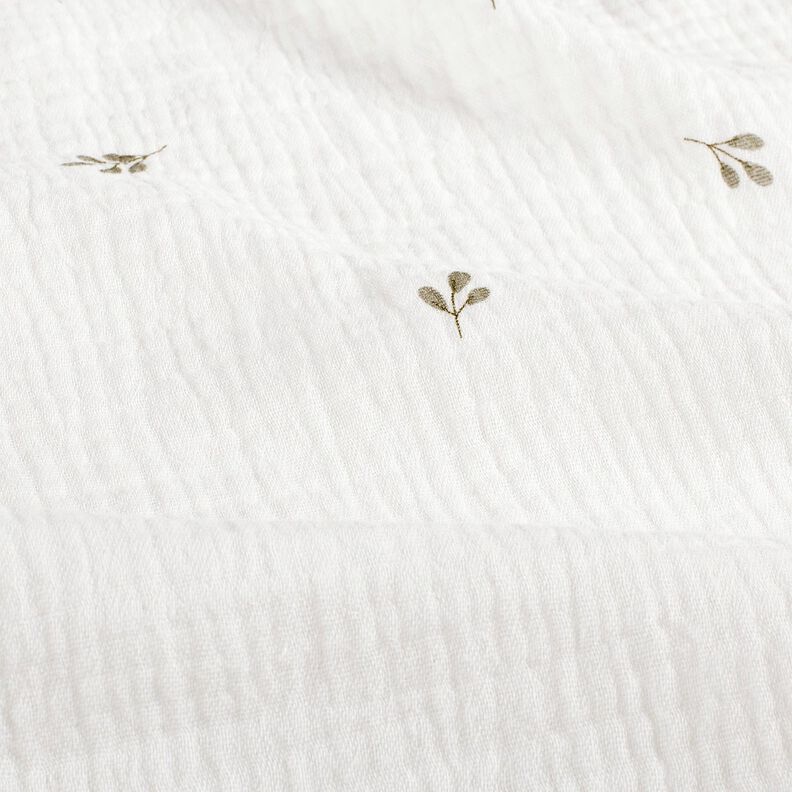 Muslin/Dubbel-krinkelväv Liten gren – yllevit/vass,  image number 2
