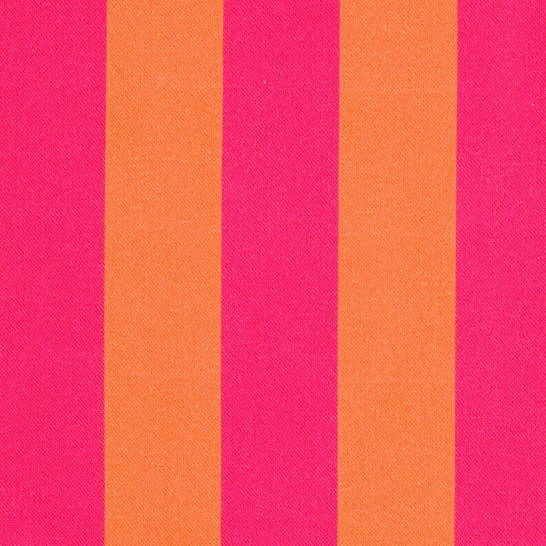 Dekorationstyg Halvpanama Blockränder – intensiv rosa/brandgul,  image number 1