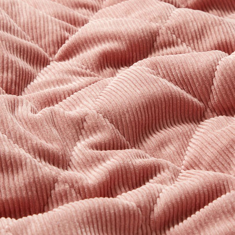 Quiltat tyg Manchester med undersida i päls med romber – gammalt rosa, image number 3