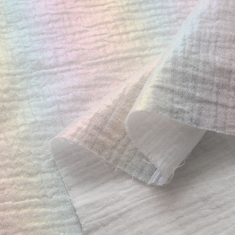 Muslin/Dubbel-krinkelväv Skimrande glitter Folietryck | by Poppy vit,  image number 4