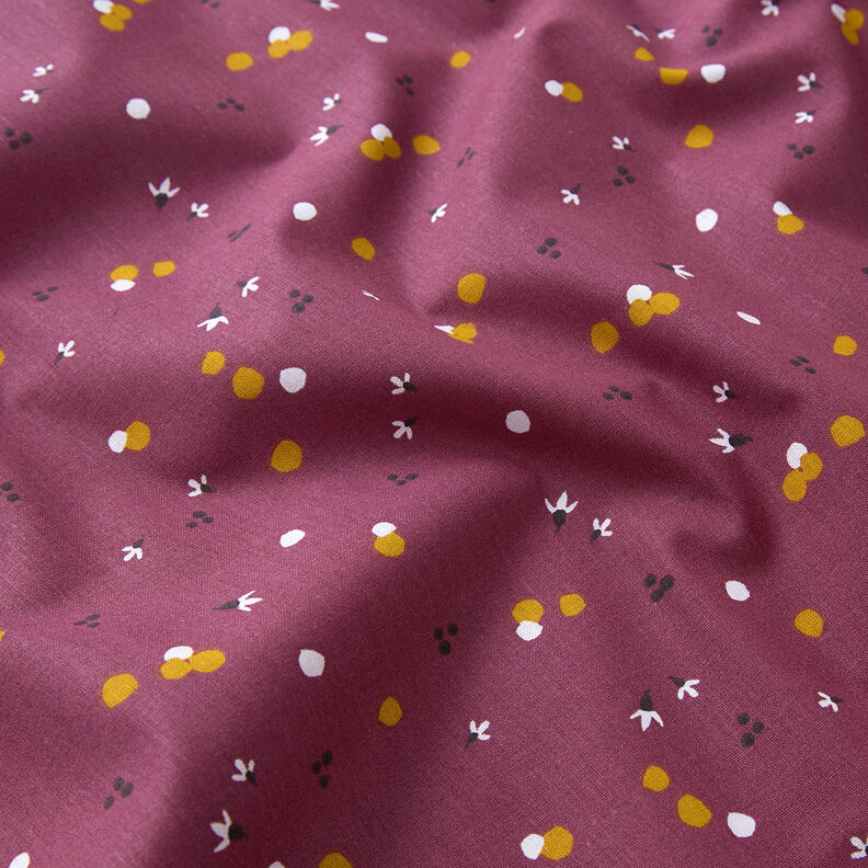 Bomullstyg Kretong prickar i färg – merlot,  image number 2