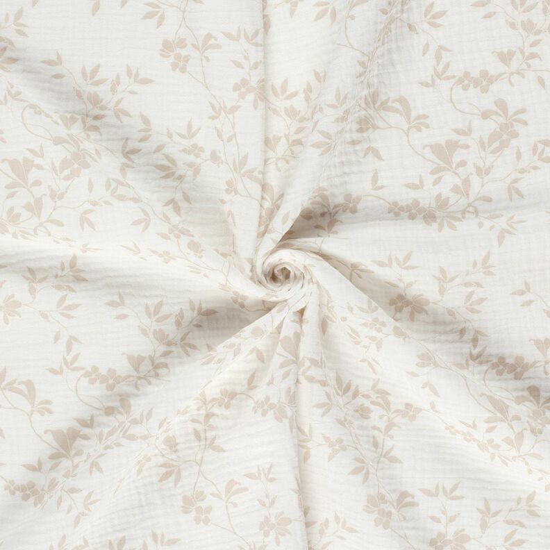 Muslin/Dubbel-krinkelväv Bladrankor – yllevit/natur,  image number 3