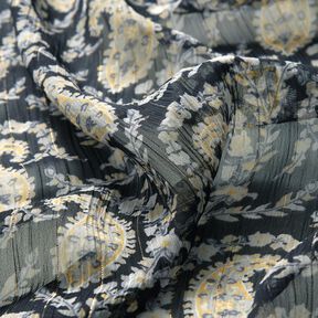 Crêpe Chiffong paisley och lurex-ränder – svart/silverblå, 