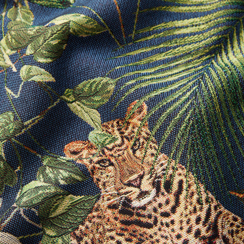 Dekorationstyg Gobeläng Leoparder i djungeln – blå/grön,  image number 2