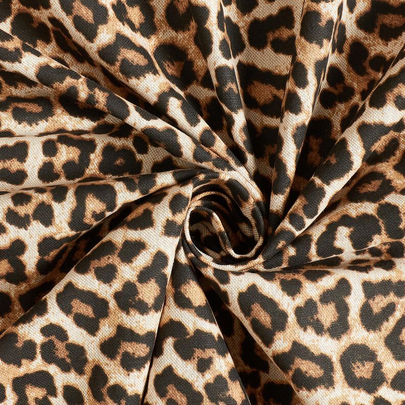 Dekorationstyg Halvpanama elegant leopardmönster – svart/natur,  image number 3