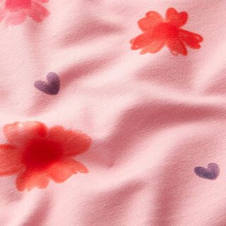 GOTS Bomullsjersey Akvarell Blommor | Tula – rosa, 