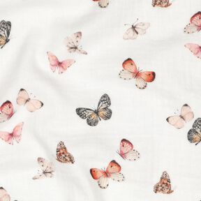 Muslin/Dubbel-krinkelväv Vackra fjärilar Digitaltryck | Poppy Fabrics – elfenbensvit/persikofärgad, 