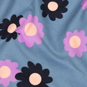 Babymanchester Blommor | Poppy Fabrics – jeansblå/lavender, 