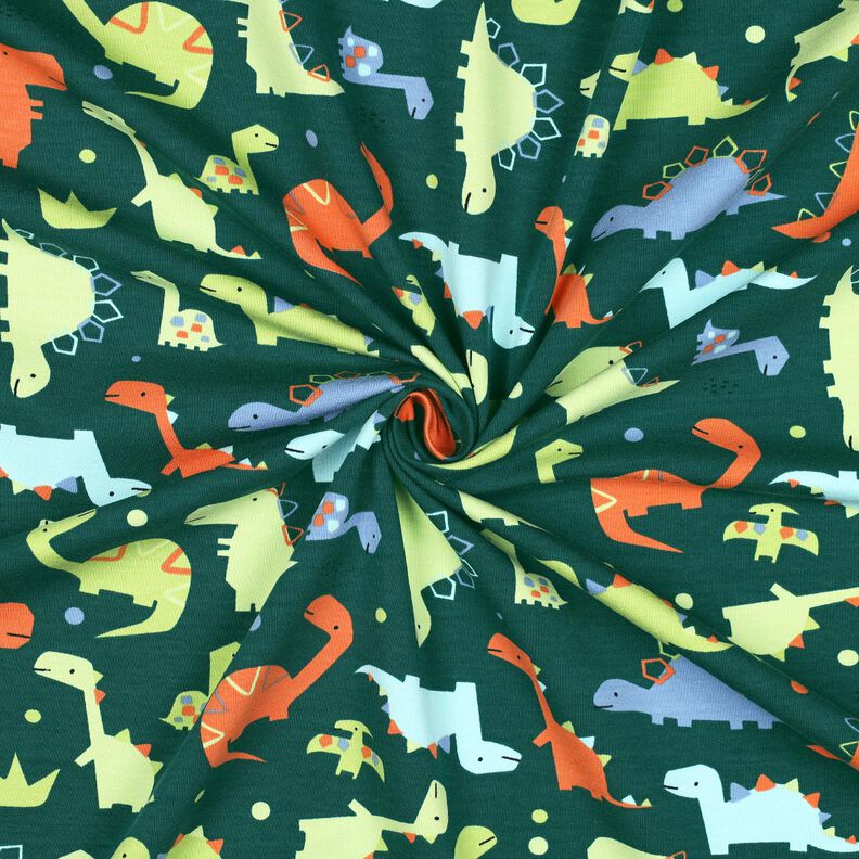 Sommarsweat dinosaurier | Poppy Fabrics – blågran/ljusgrön, image number 3