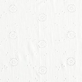 Muslin/Dubbel-krinkelväv Engelskt broderi Blommor – vit, 