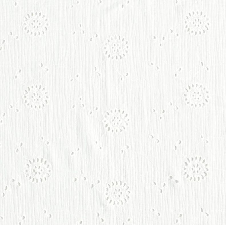 Muslin/Dubbel-krinkelväv Engelskt broderi Blommor – vit,  image number 1