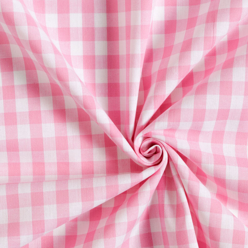 Bomullstyg Vichy rutig 1 cm – rosa/vit,  image number 3