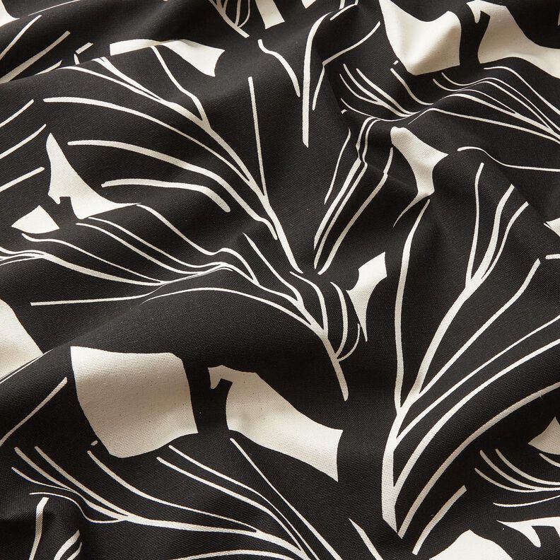 Dekorationstyg Panama Eleganta blad – svart/natur,  image number 2