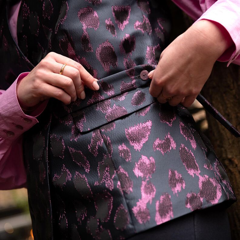 Jacquard Leopardmönster Metallisk | Poppy Fabrics – antracit, image number 6