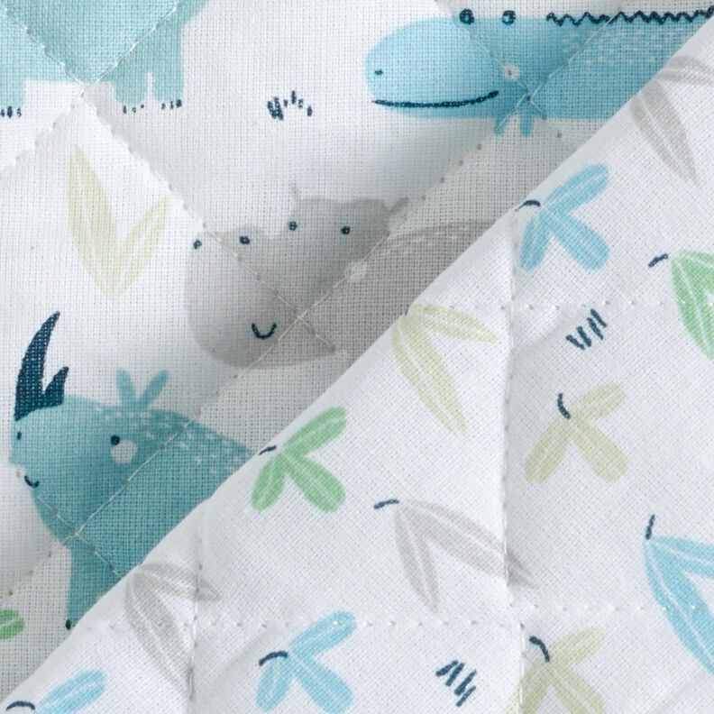Quiltat tyg flodhäst och noshörning – yllevit,  image number 4
