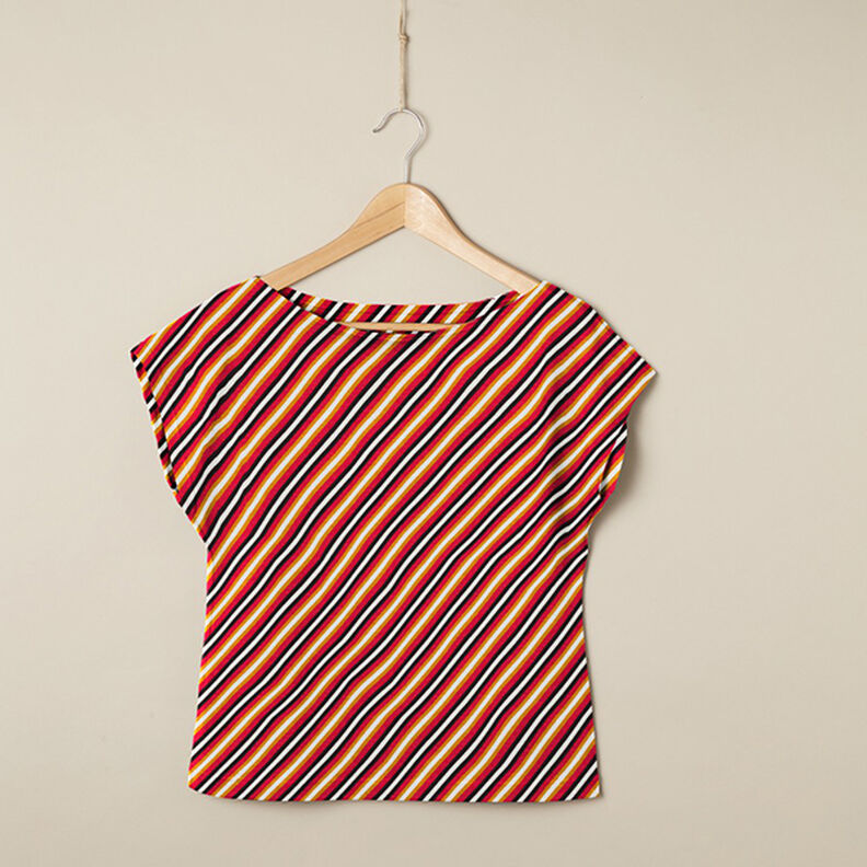 viskosjersey diagonala ränder – vit,  image number 5