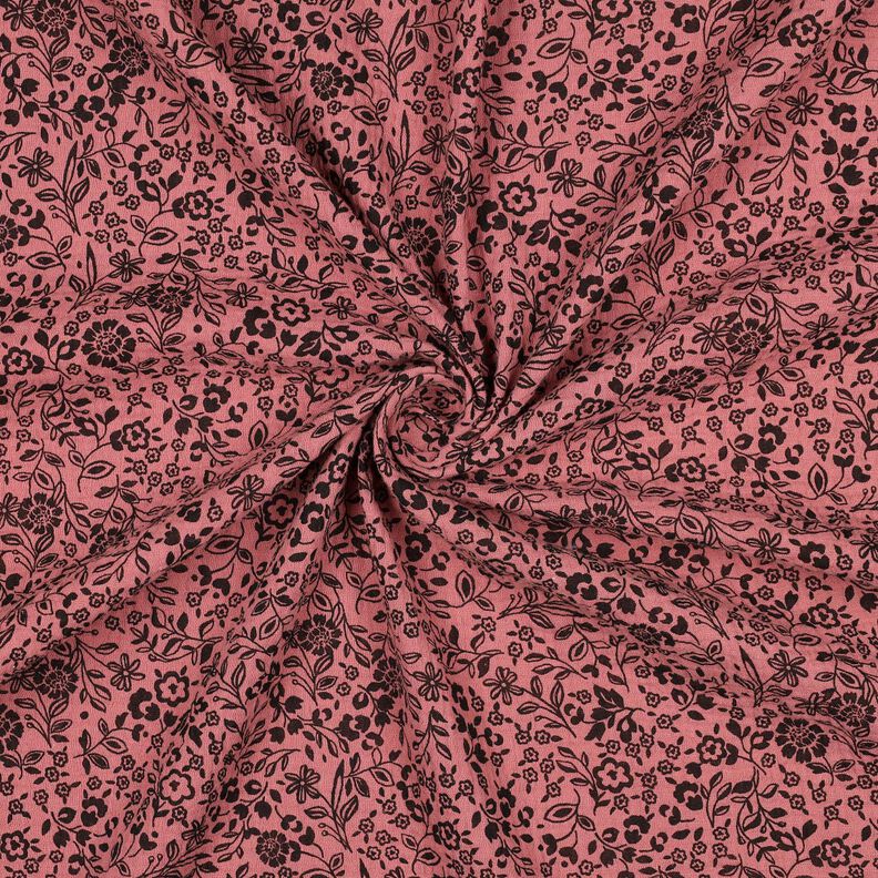 Muslin/Dubbel-krinkelväv Tvåfärgade blommor  | Poppy Fabrics – mörk gammelrosa/svart,  image number 3
