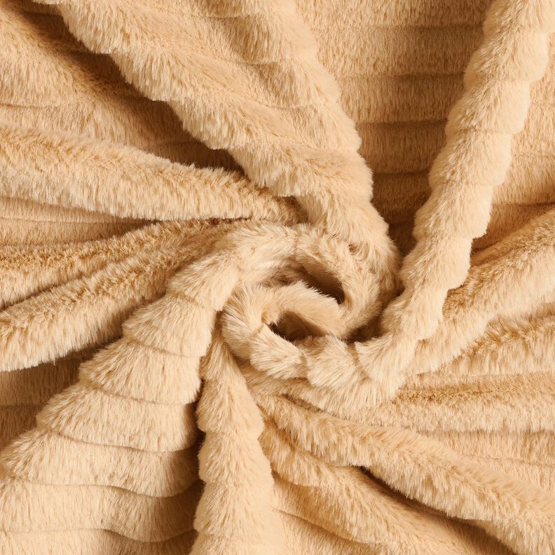 Fuskpäls med breda horisontella ränder – beige,  image number 3