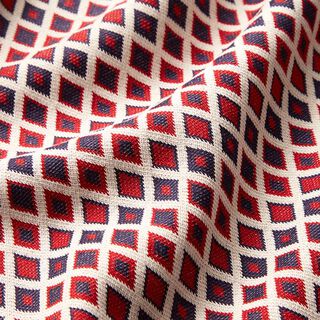 Stickat jacquardtyg rombmönster – rött/marinblått, 