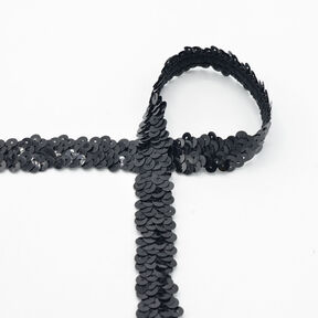 Elastisk paljettkant [20 mm] – svart, 