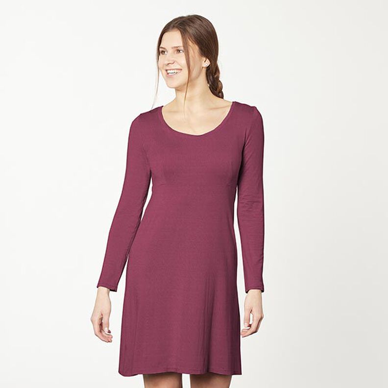 Bomullsjersey medium enfärgad – bordeauxrött,  image number 6