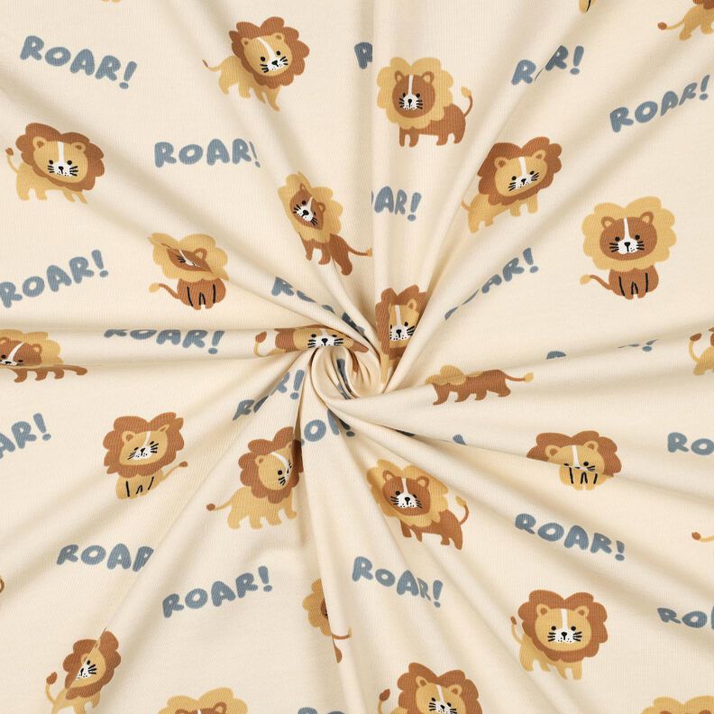 Bomullsjersey lejon | Poppy Fabrics &ndash; ljusbeige/r&aring;djursbrun,  image number 3