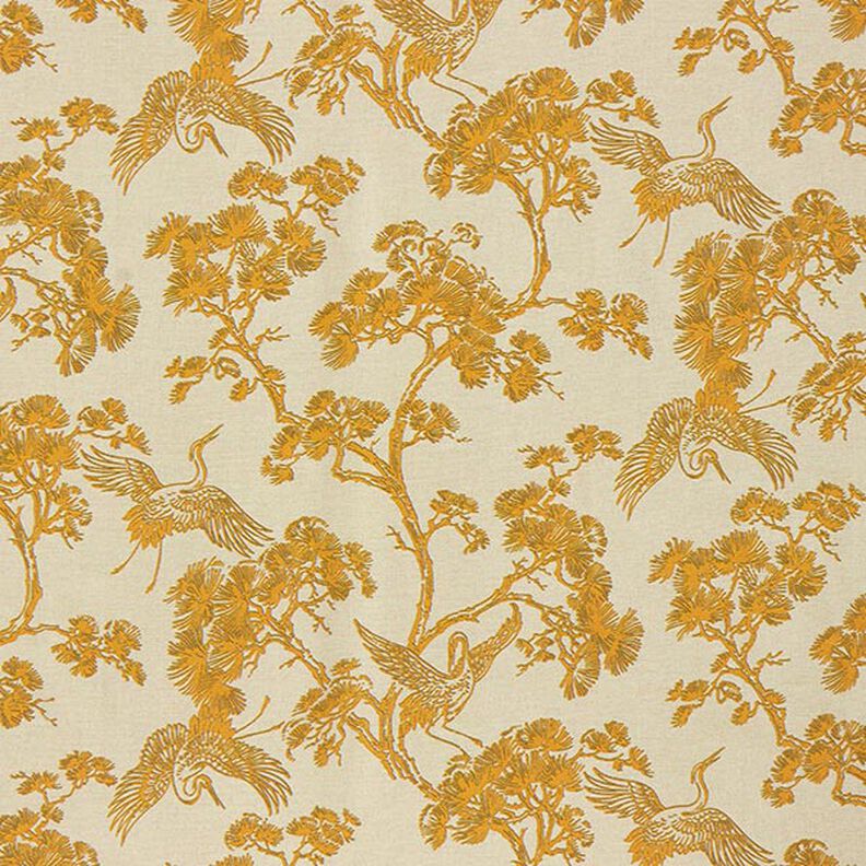 Dekorationstyg Canvas kinesisk trana – beige/currygul,  image number 1
