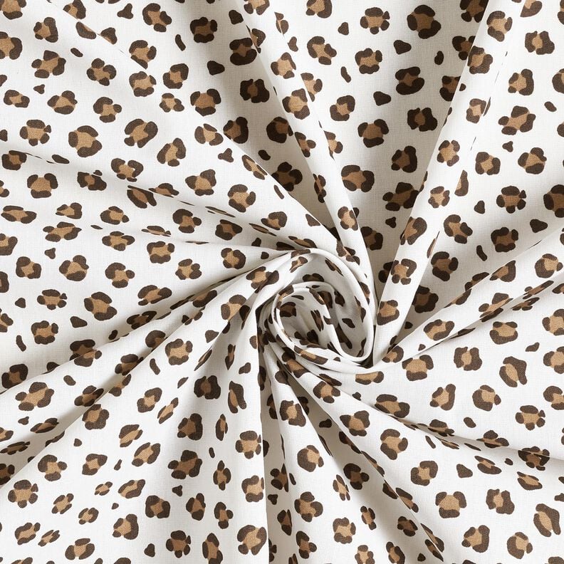 Bomullspoplin leopardm&ouml;nster &ndash; elfenbensvit/r&aring;djursbrun,  image number 3