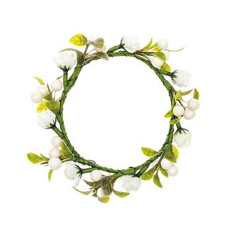 Dekoration Blomsterkrans med bär [Ø 9 cm/ 14 cm] – vit/grön, 