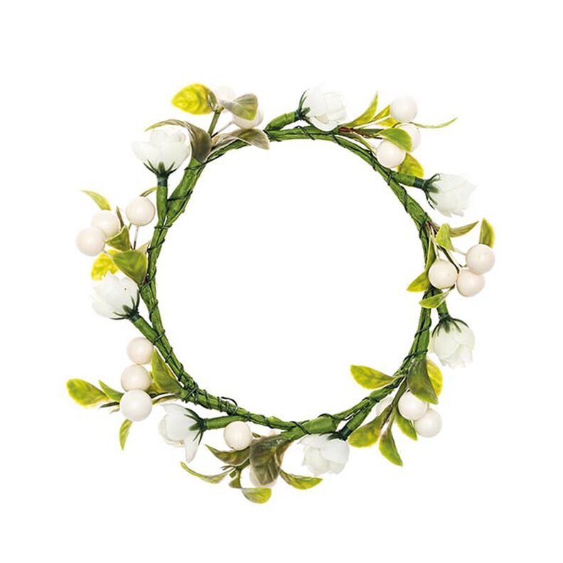 Dekoration Blomsterkrans med bär [Ø 9 cm/ 14 cm] – vit/grön,  image number 1