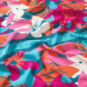 Viskos Voile stora blommor kantdesign Panel – petrol, 