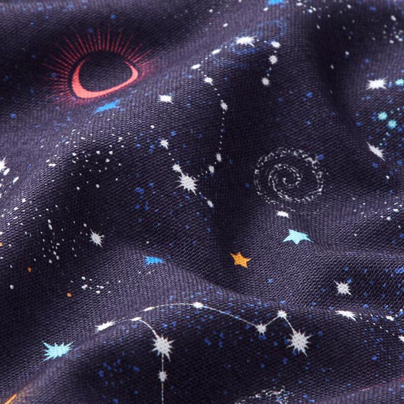 Dekorationstyg Halvpanama färgglatt universum – marinblått,  image number 2