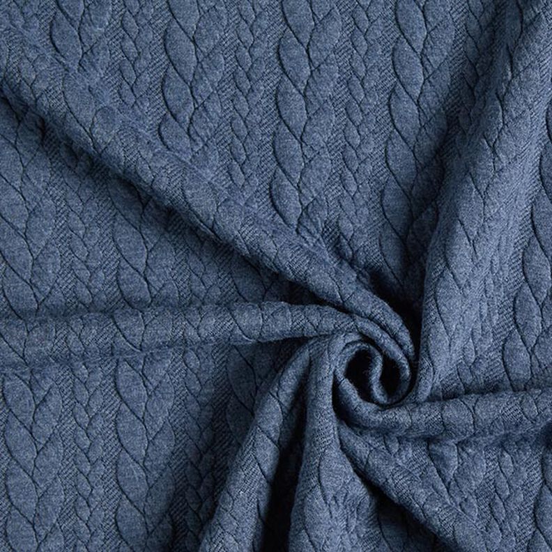 Jerseyjacquard Cloqué Flätat mönster – jeansblå,  image number 3