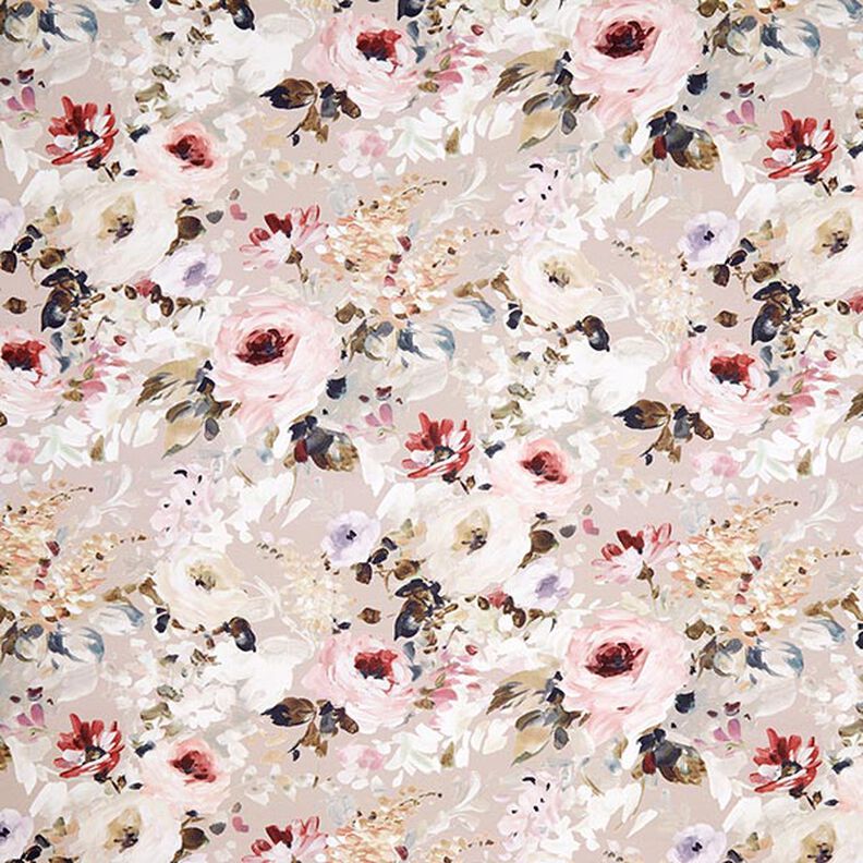Halvpanama Dekorationstyg Floris – beige/rosa, image number 1