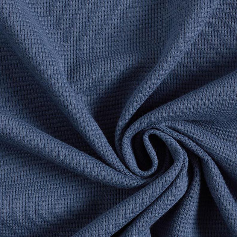 Mini-bomullsvåffeljersey enfärgad – jeansblå,  image number 1