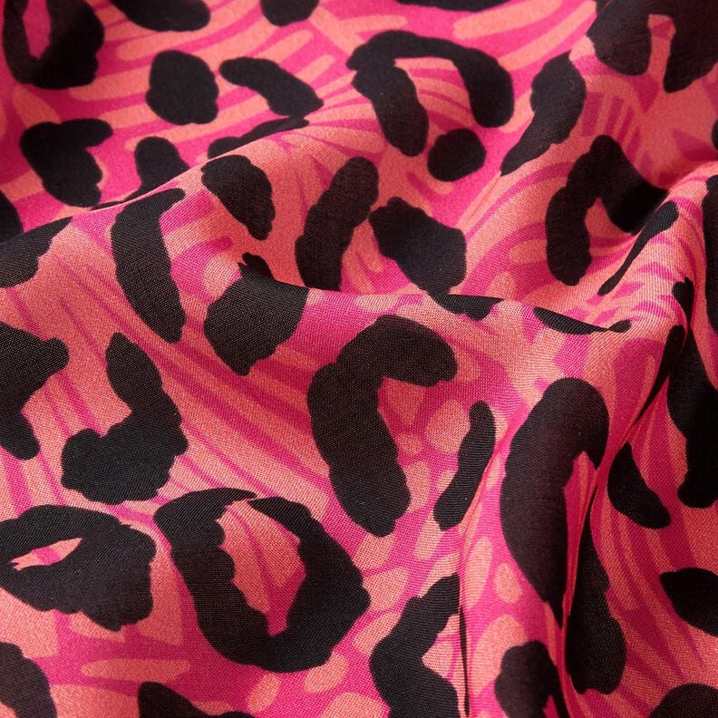 Viskos Voile lejon och blommor kantdesign Panel – pink/brandgul,  image number 7