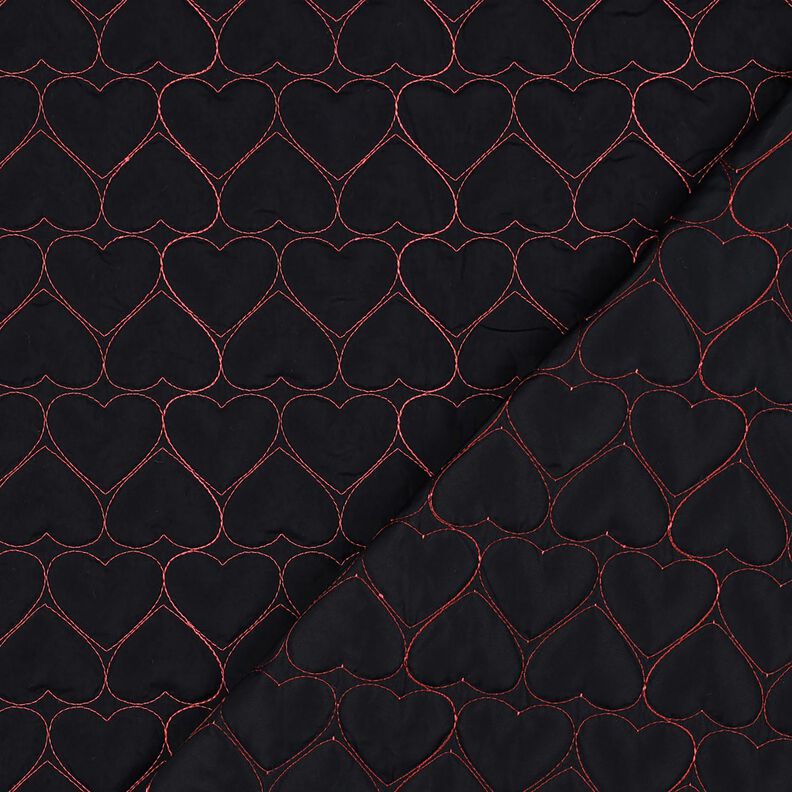 Quiltat tyg neonhjärtan | Poppy Fabrics – svart/neonpink, image number 4