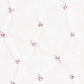 Softmesh broderade blommor – vit/rose, 